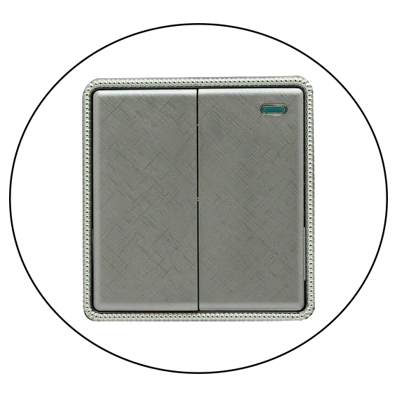 Wall Light Screw less 2 Gang Switch Textured Chrome Color