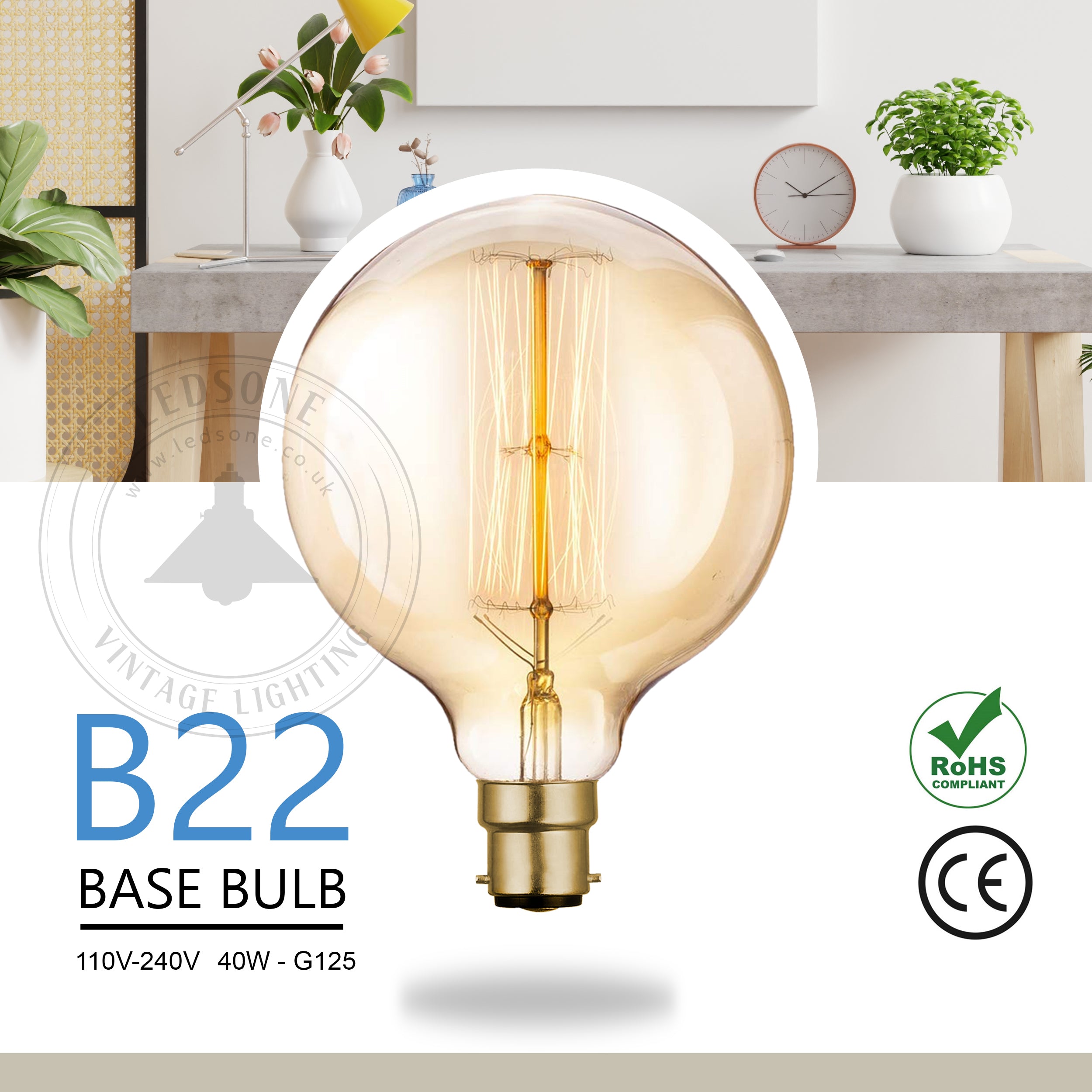 1822 Led Bulb 4W T185 B22 LED Non Dimmable Vintage Filament Light Bulb – Electricalsone
