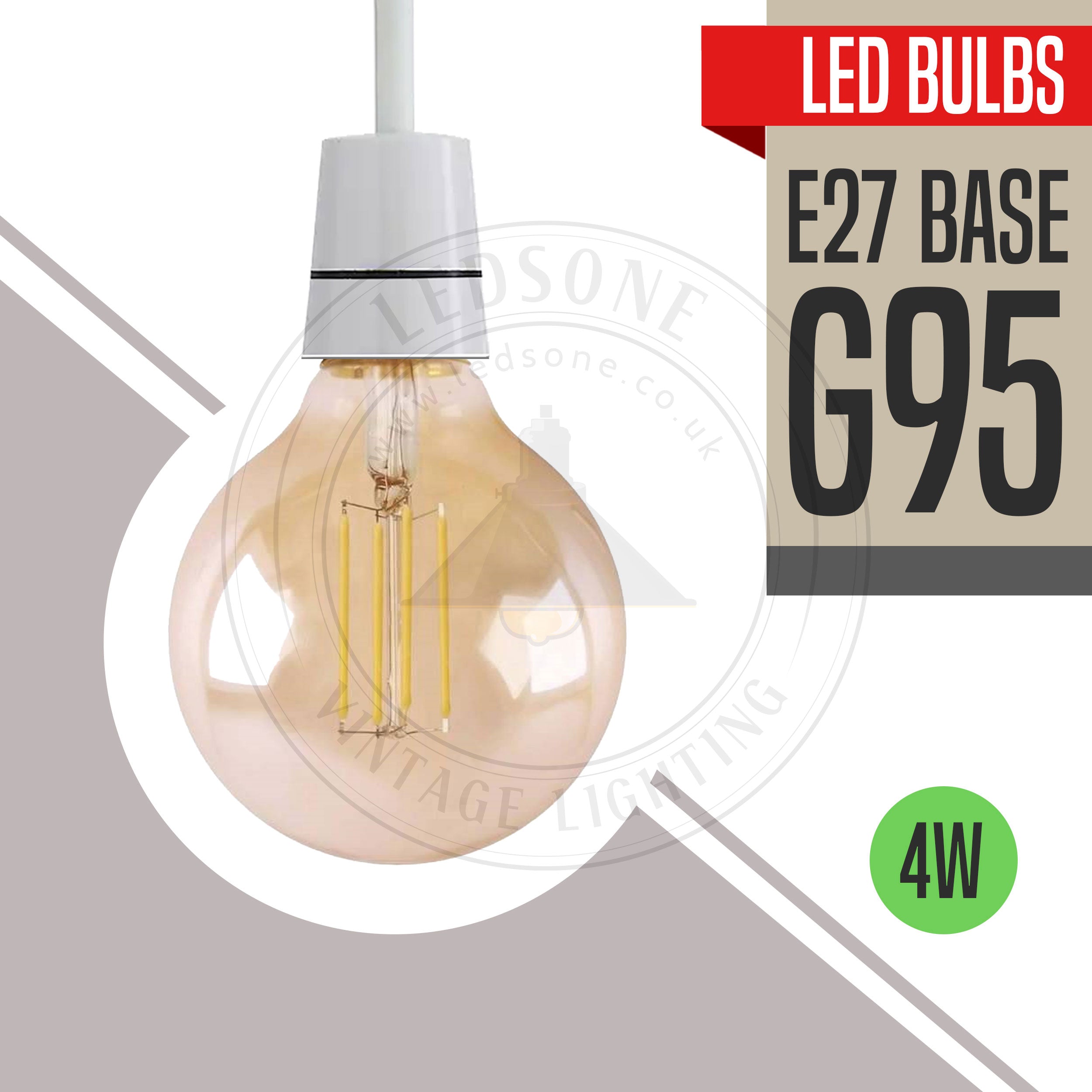 G95 E27 4W Dimmable Globe Vintage LED Retro Light Bulbs