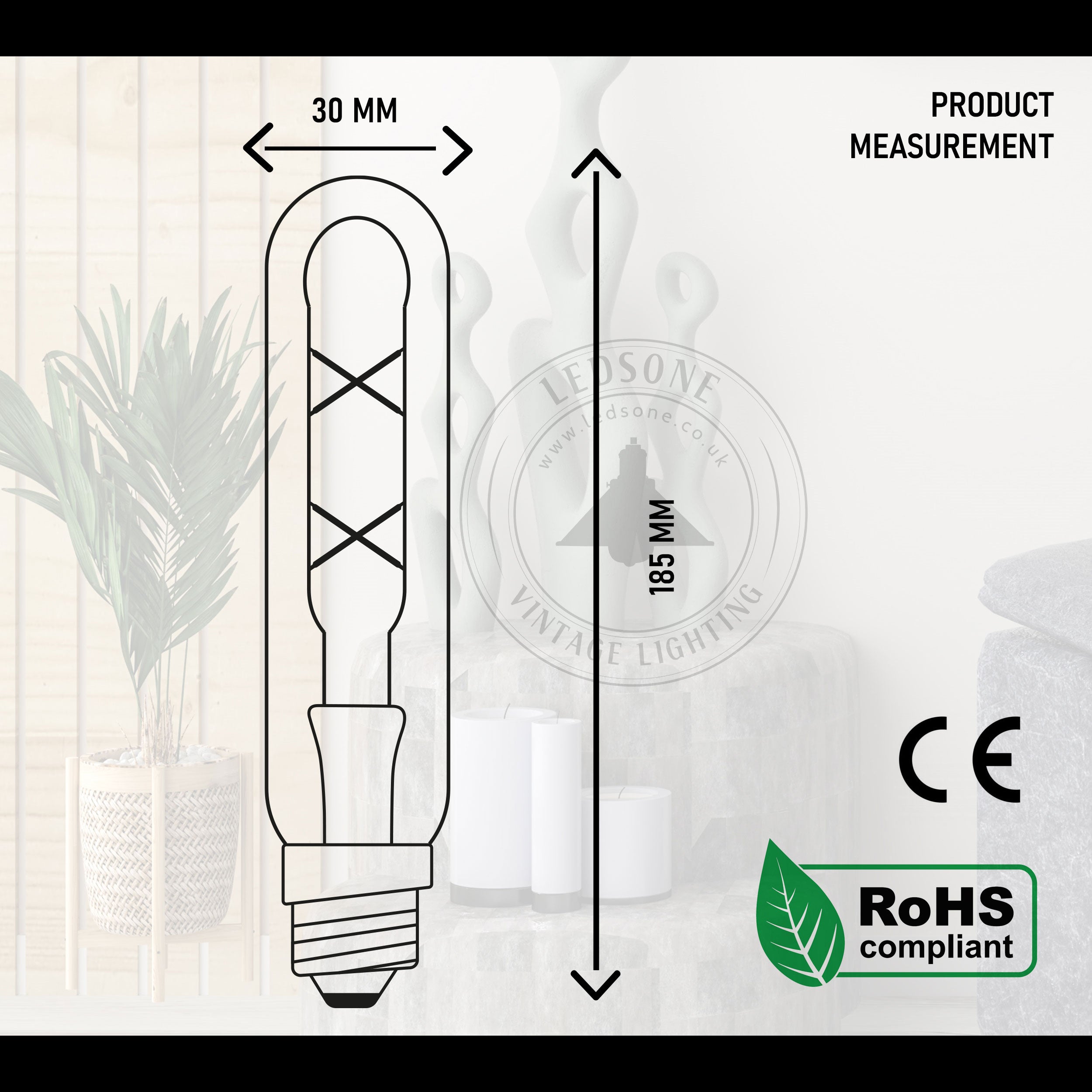 4W T185 E27 LED Non Dimmable Vintage Filament Light Bulb