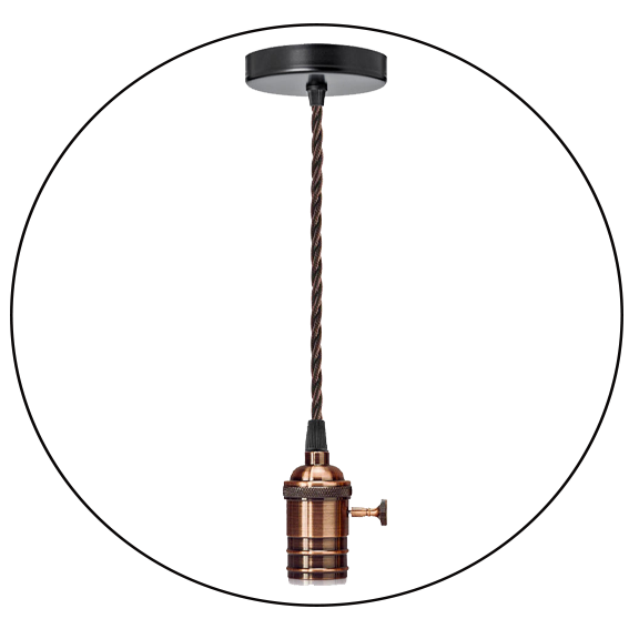 Industrial vintage hanging E27 Fabric flex Pendant Lamp copper Holder ~3139