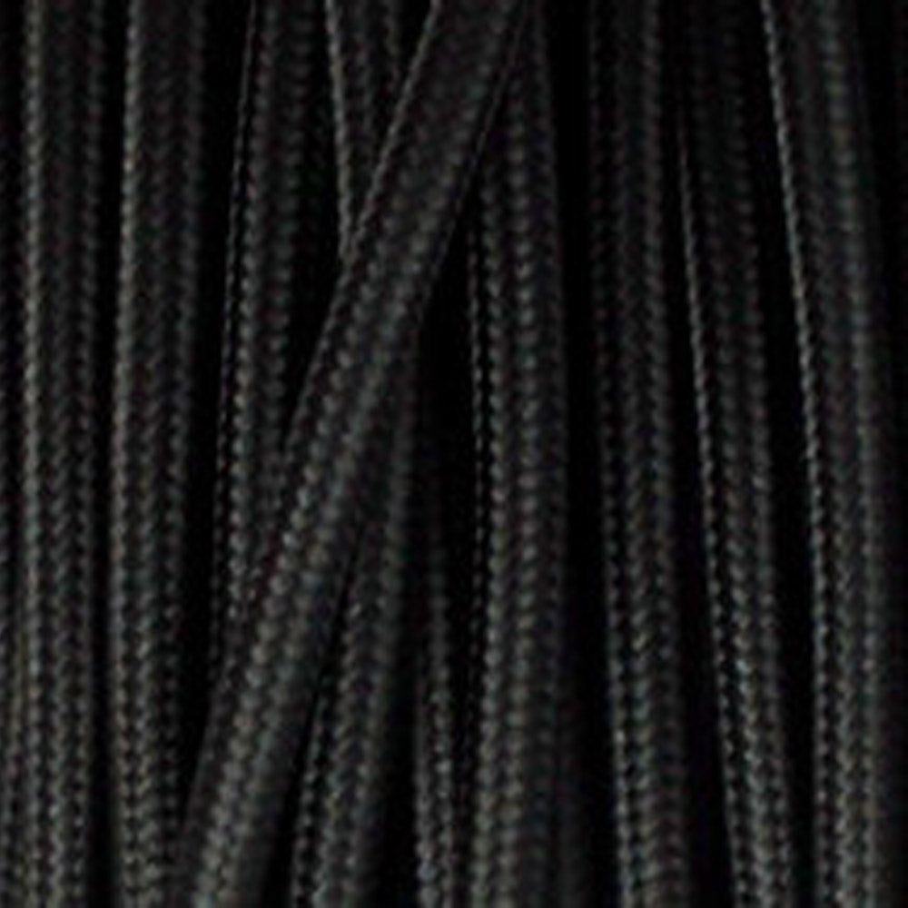 2 core Round Vintage Braided Fabric Cable Flex 0.75mm Black