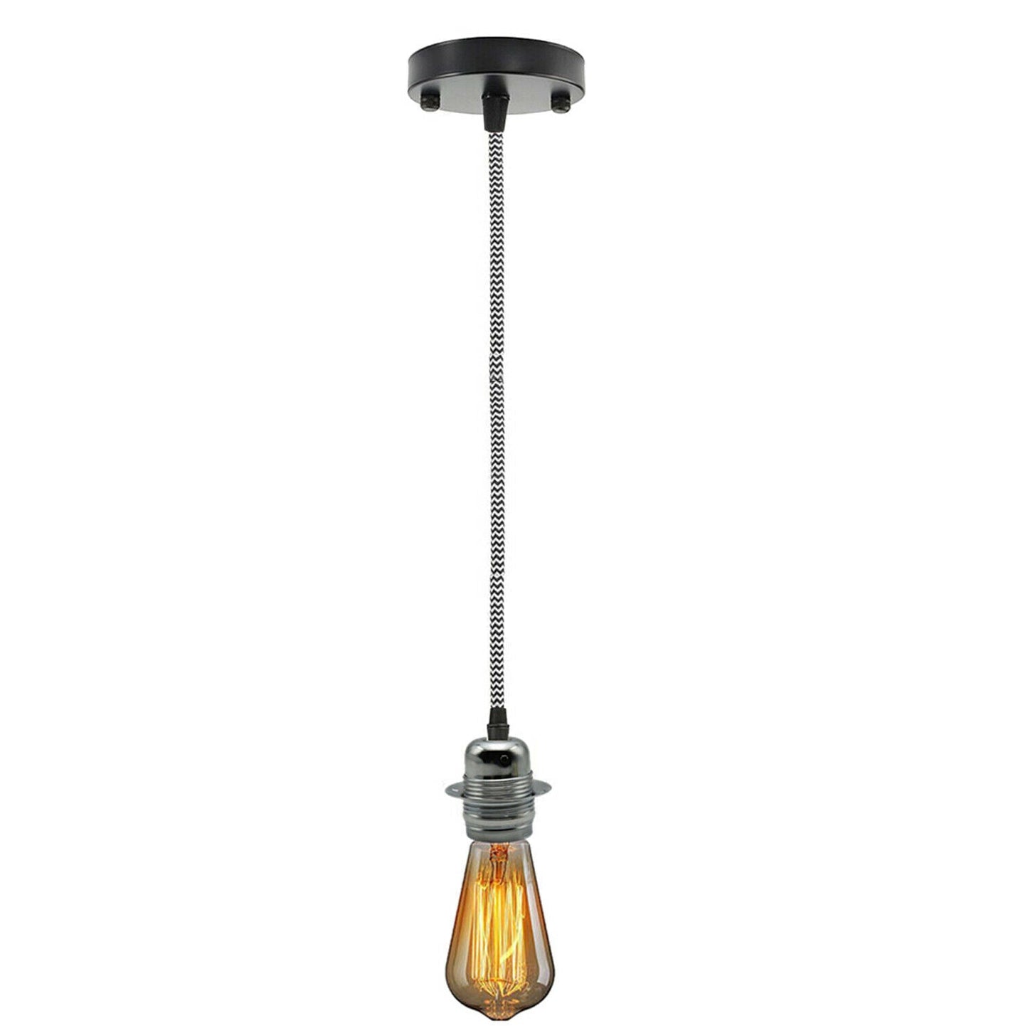 Brown Ceiling Rose Fabric Flex Hanging Pendant Light Lamp Holder FREE Bulb Fitting Lighting Kit~2334