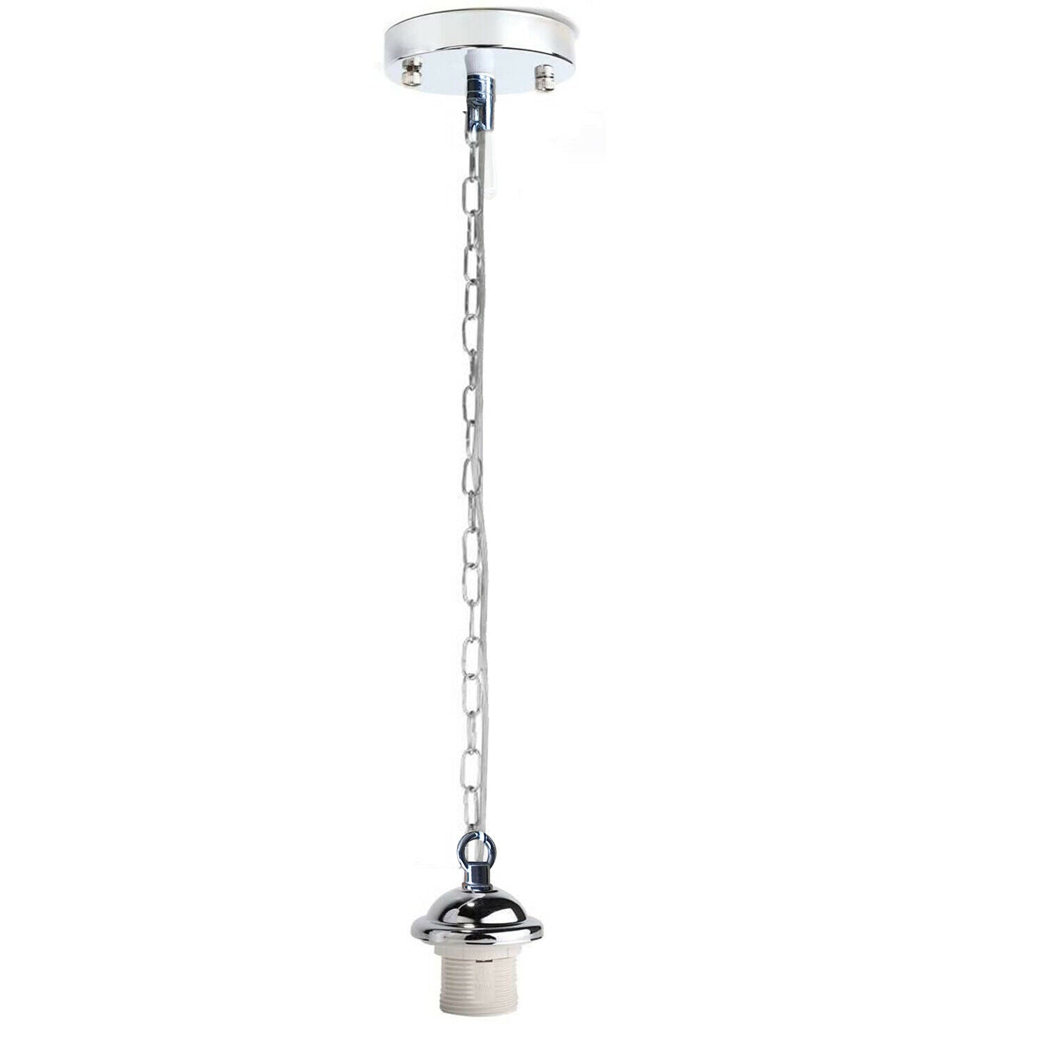 Chrome Metal Ceiing E27 Lamp Holder Pendant Light With Chain~1775 - electricalsone UK Ltd