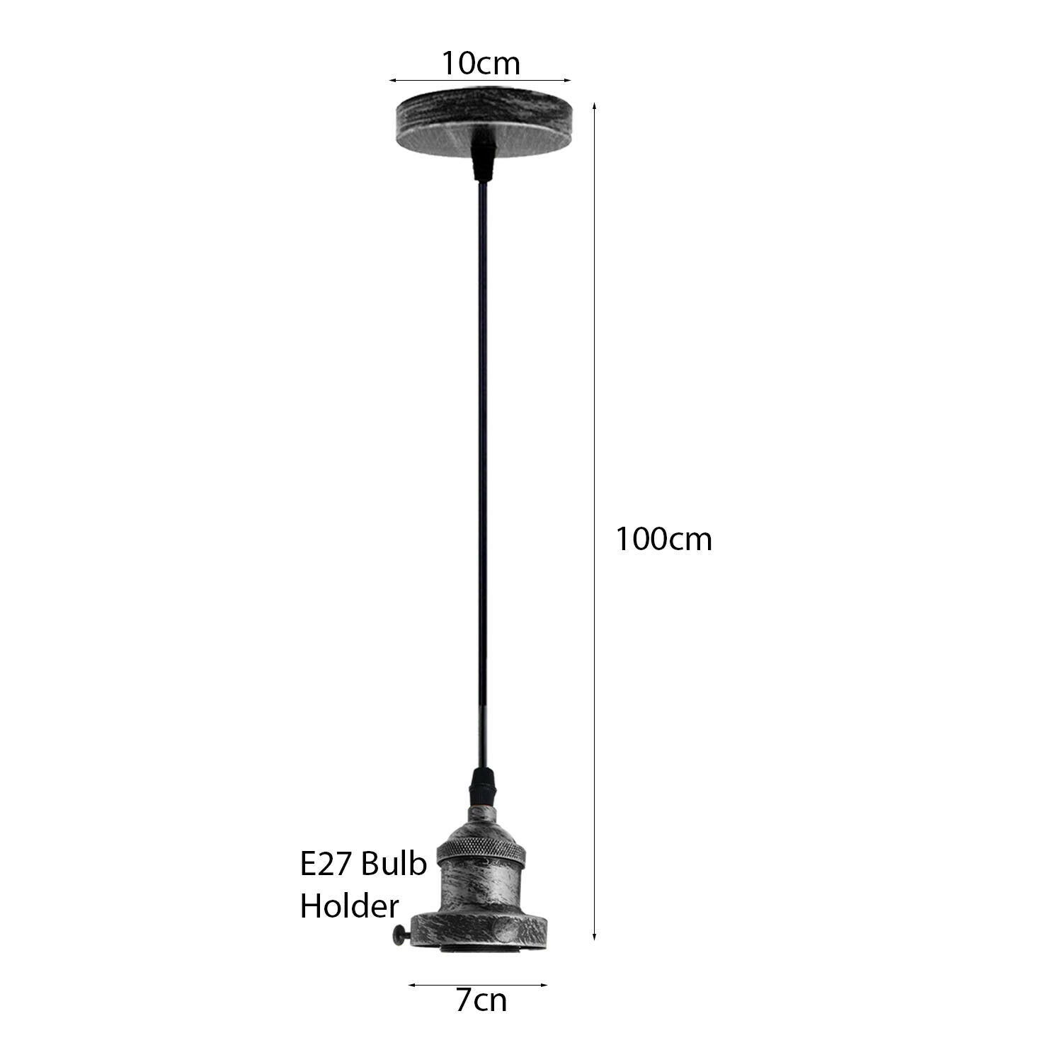 E27 Ceiling Rose Light Fitting Vintage Industrial Pendant Lamp Bulb Holder Light - Brushed Silver~2207 - electricalsone UK Ltd