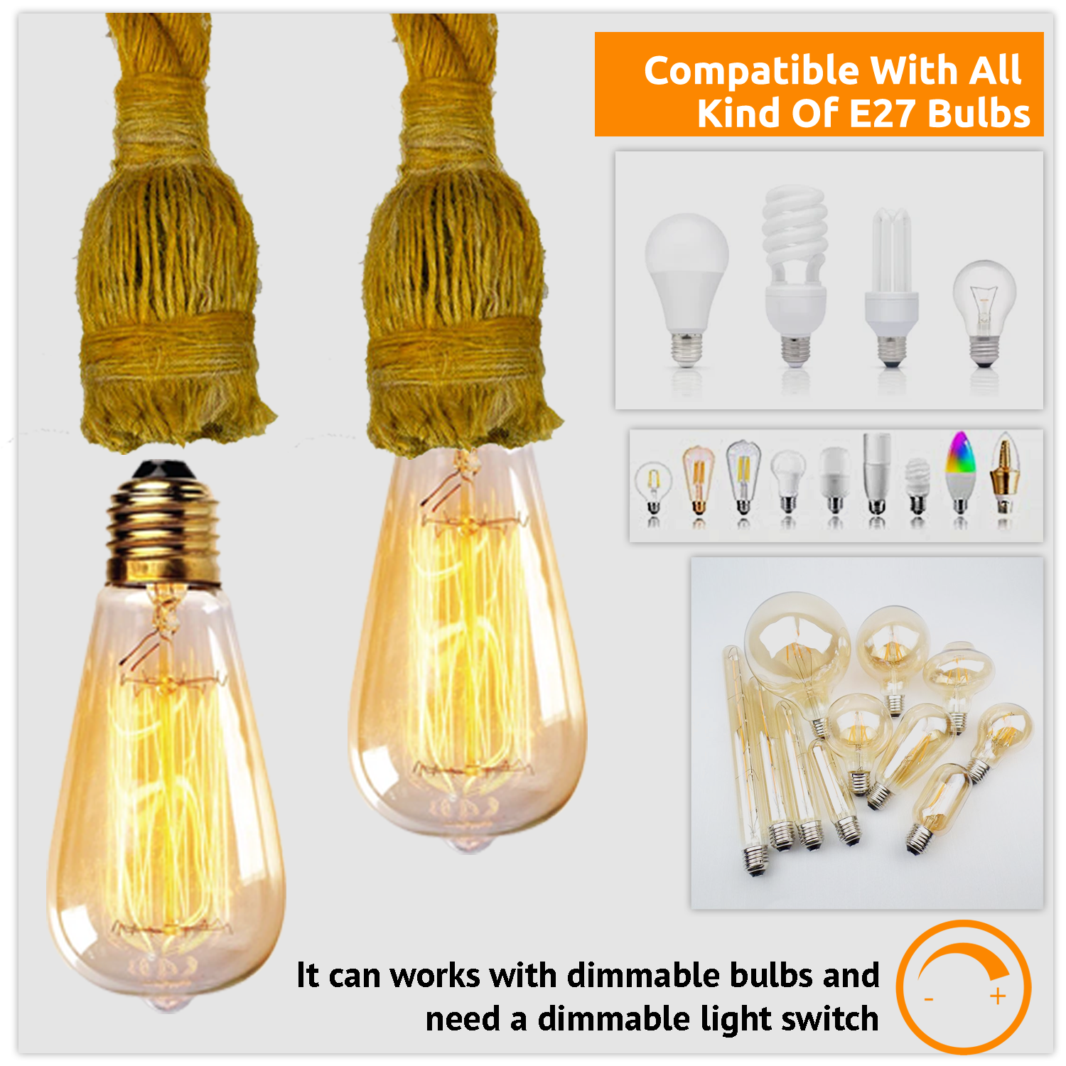 pendant lamp holders compatible with all kind of e27 bulb 