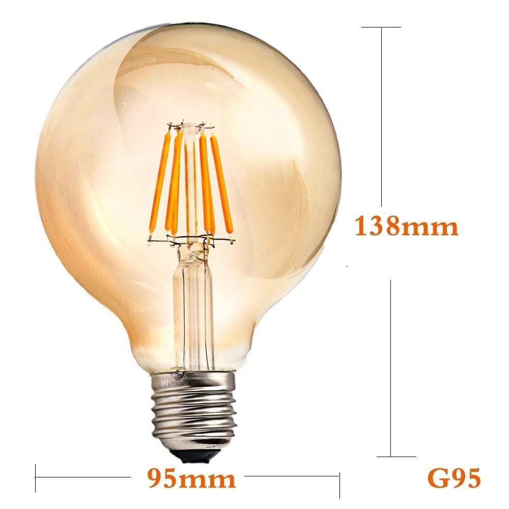 Edison G95 E27 8W Vintage LED Light Bulbs