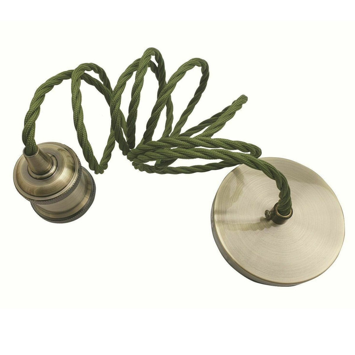 1m Army Green Twisted Cable E27 Base Green Brass Holder~1710