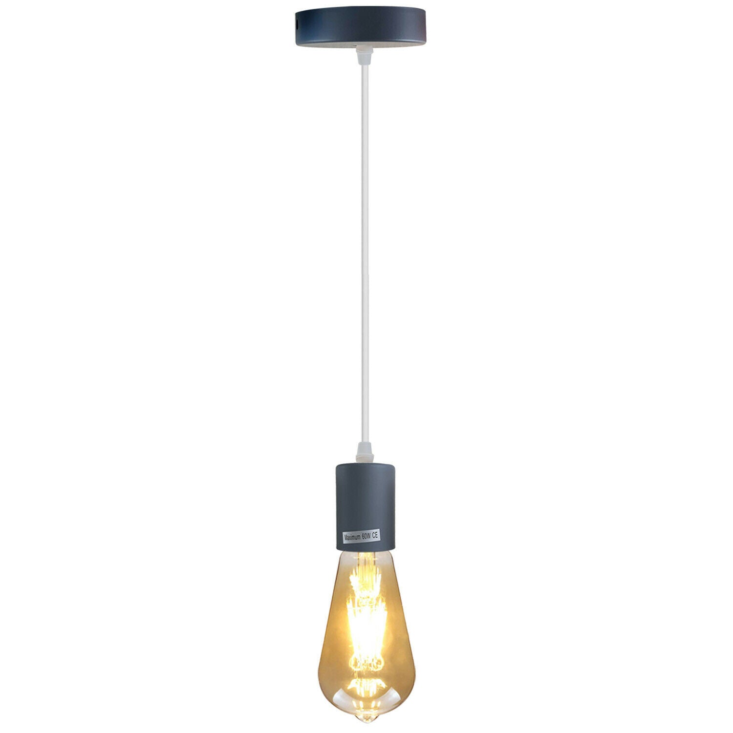 Grey E27 Ceiling Light Fitting Industrial Pendant Lamp Bulb Holder~1674 - electricalsone UK Ltd