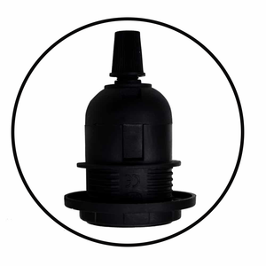 Edison E27 Black Lamp Pendant Bulb Holder with Shade Ring & Cord Grip
