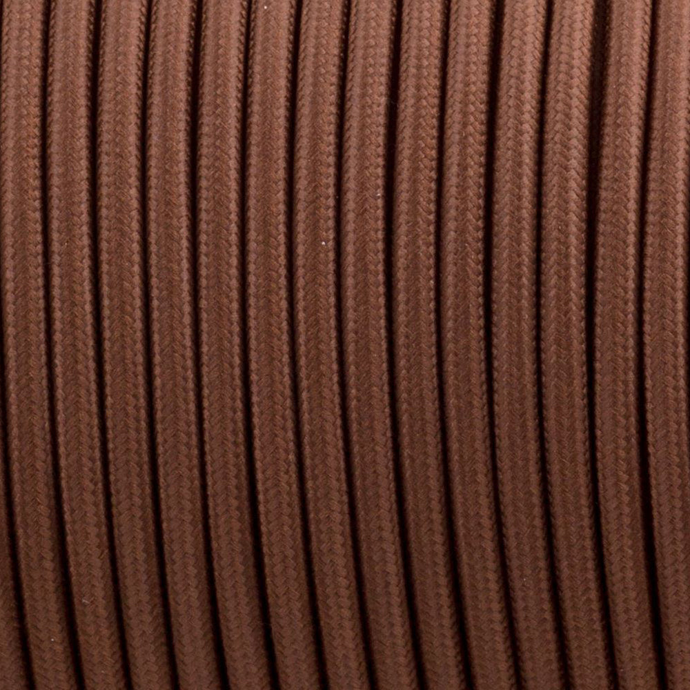 2 core Round Vintage Braided Fabric Brown Cable Flex 0.75mm
