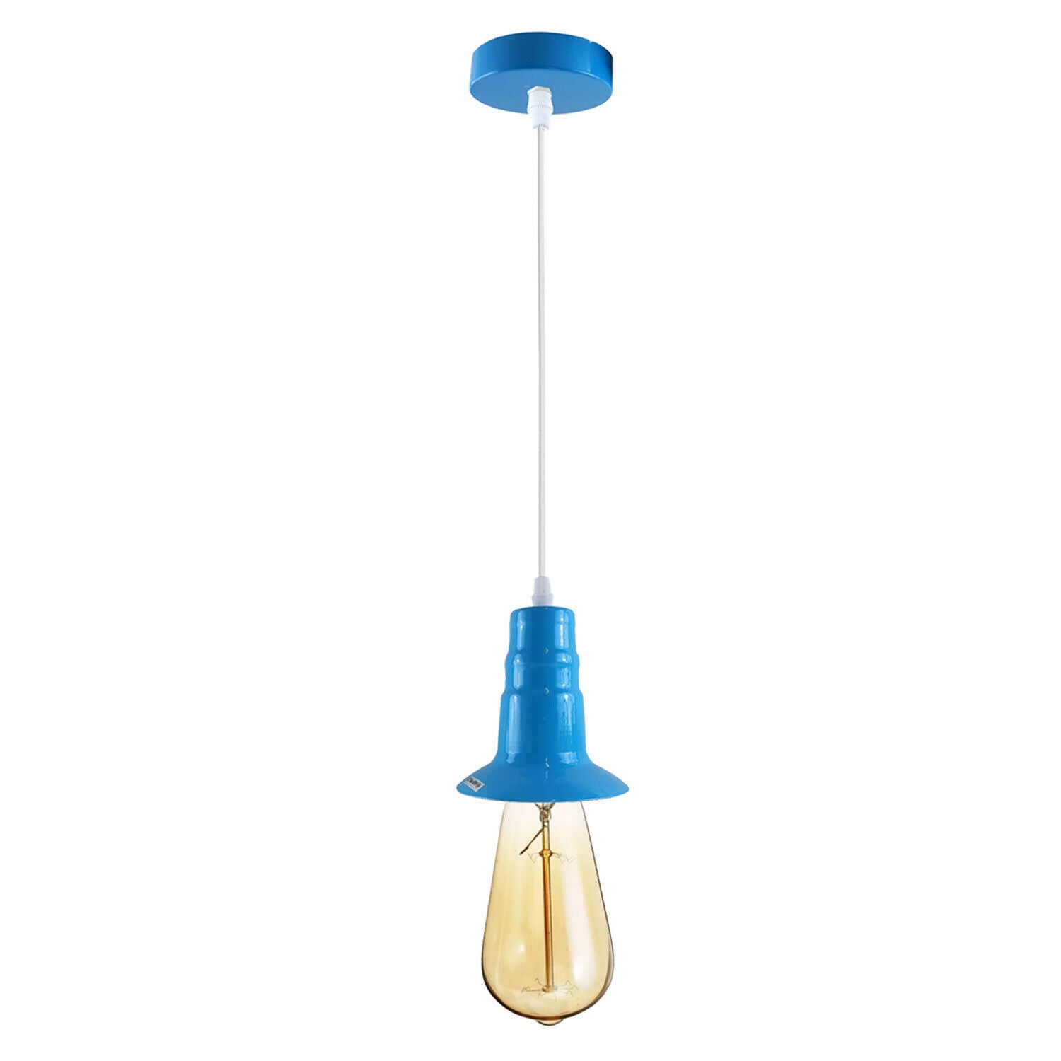Light Blue Ceiling Light Fitting Industrial Pendant Lamp Bulb Holder~1681 - electricalsone UK Ltd