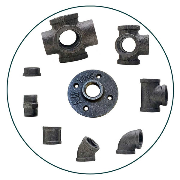 3/4" Inch Industrial Malleable Iron Pipe Fittings Connectors Joints