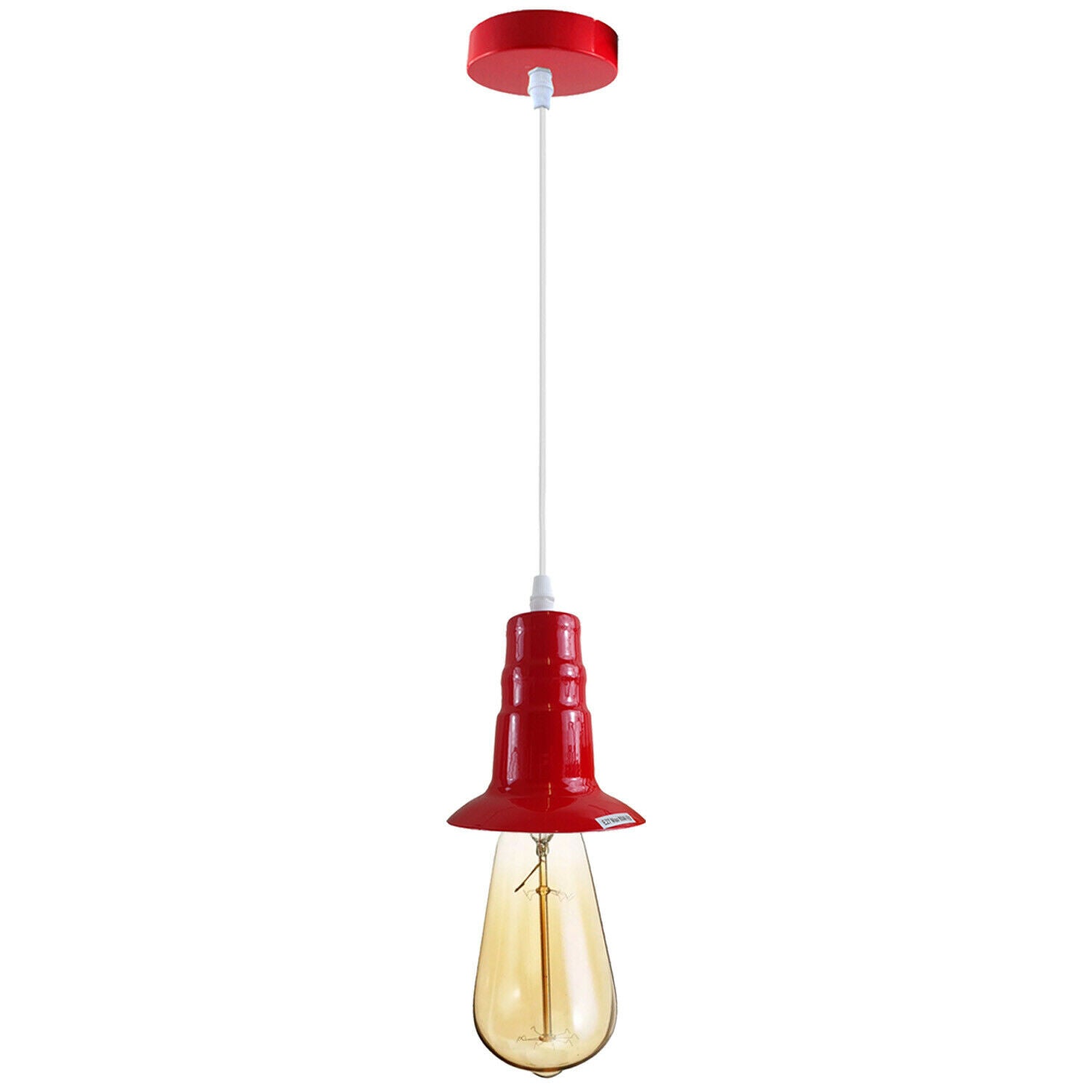 Red Ceiling Light Fitting Industrial Pendant Lamp Bulb Holder~1679 - electricalsone UK Ltd