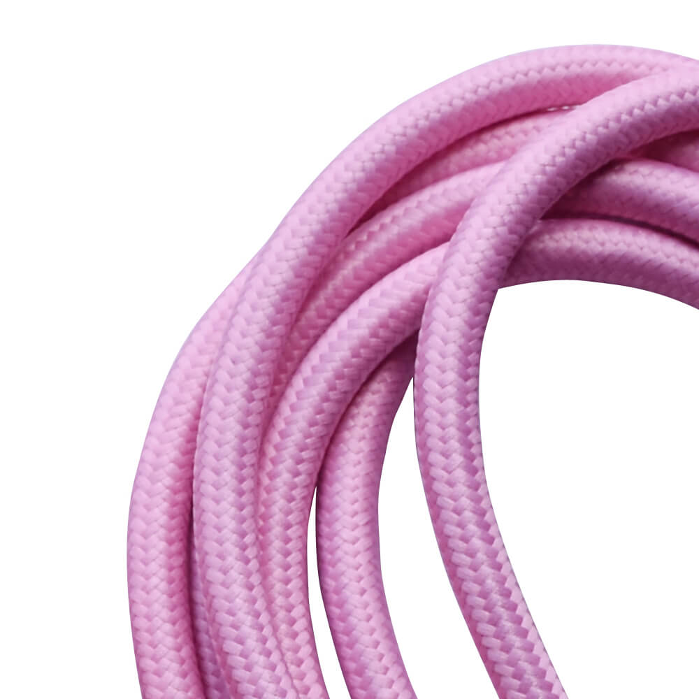 2 core Round Colour braided lighting Fabric Baby Pink Cable
