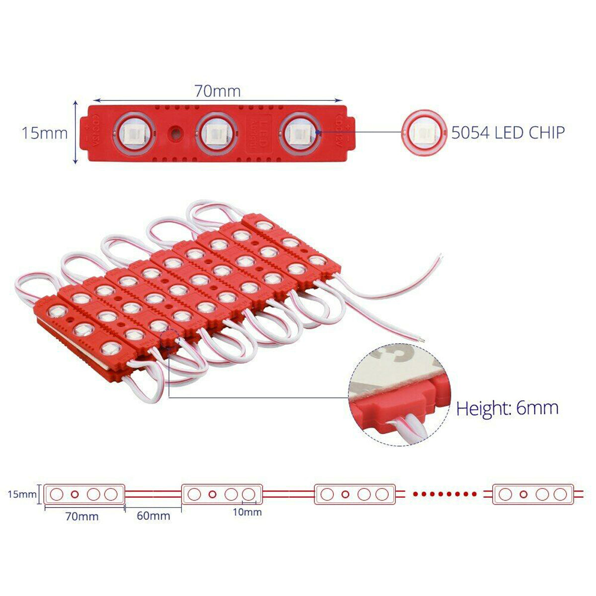 Red SMD LED Injection Module IP67 DC12V Waterproof High lighted Lamp