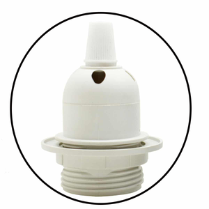 Edison E27 White Lamp Pendant Bulb Holder with Shade Ring & Cord Grip