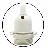 Edison E27 White Lamp Pendant Bulb Holder with Shade Ring & Cord Grip