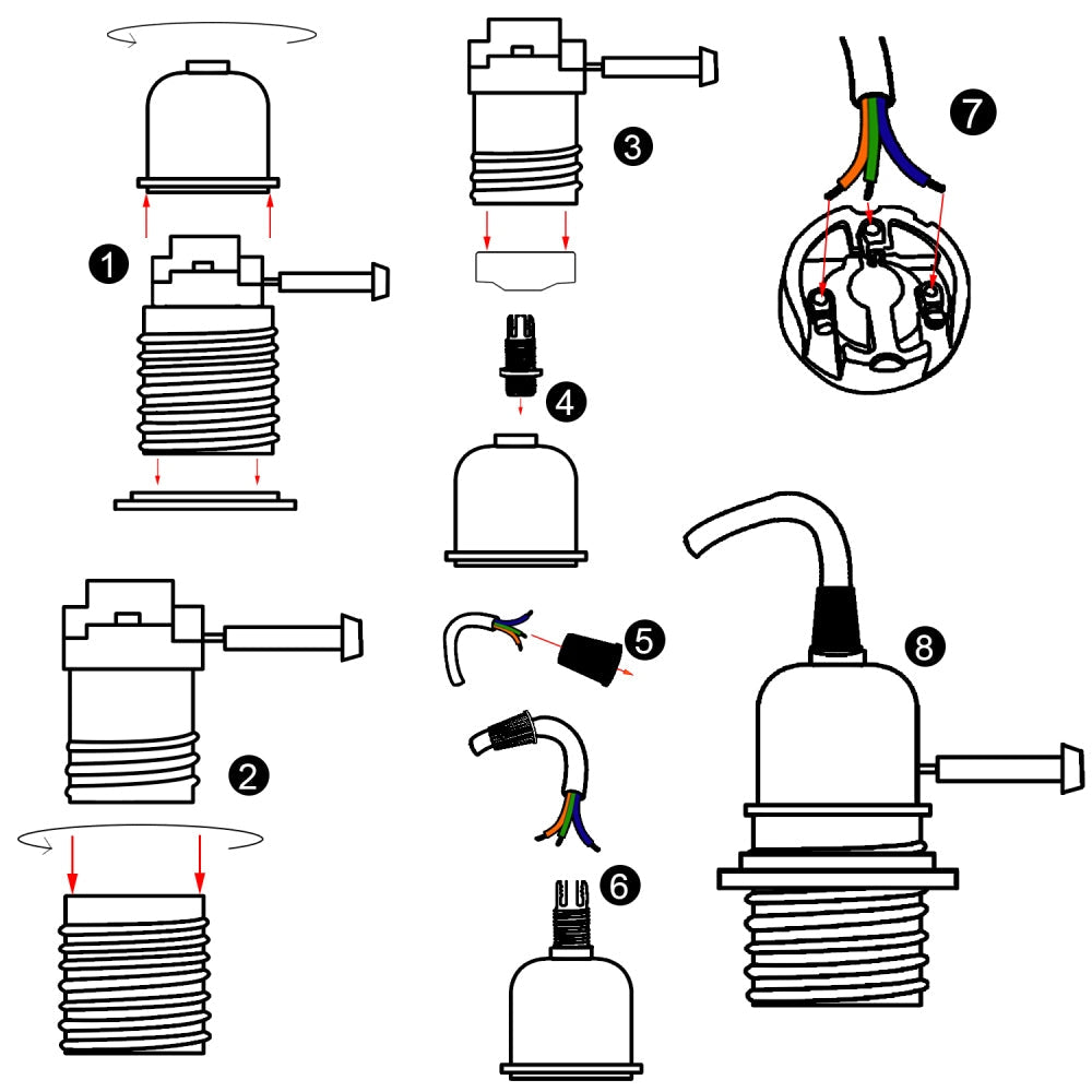 Switched Lamp Holder in Light Fittings Kit Set Form