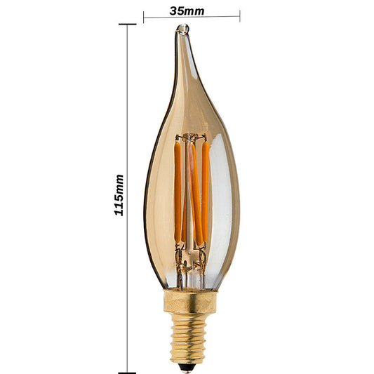 C35 E14 4W LED Dimmable Bent tip Vintage Flame Candle Light Bulb