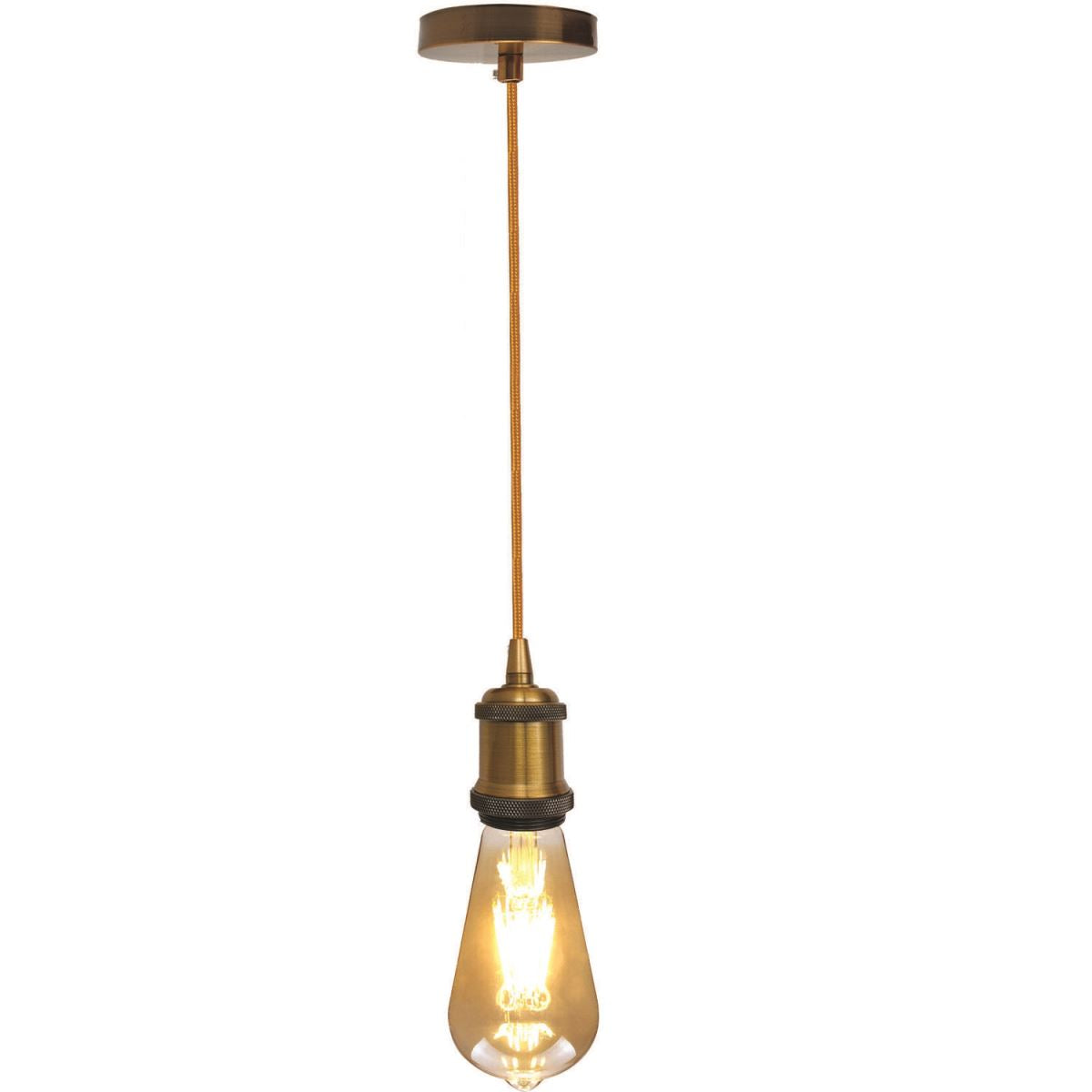1m E27 Yellow Brass Pendant Light~1698 - electricalsone UK Ltd