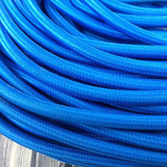 2 Core Lamp Wire Light Cord Fabric Cable Braided Flex Blue