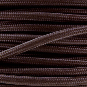 2 core Round Vintage Braided Fabric Dark Brown Cable Flex 0.75mm