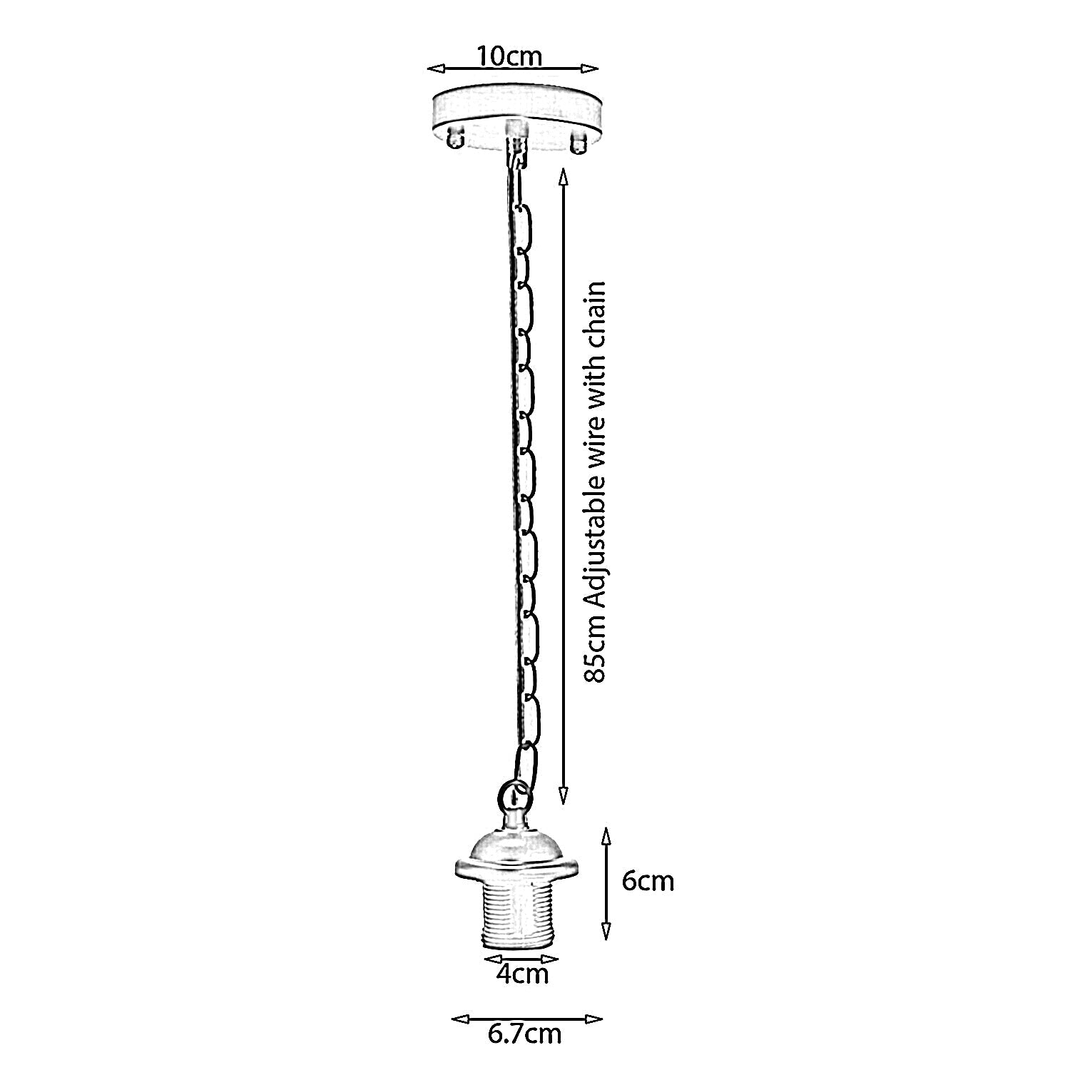 Adjustable metal E27 pendant lamp holder for flexible lighting