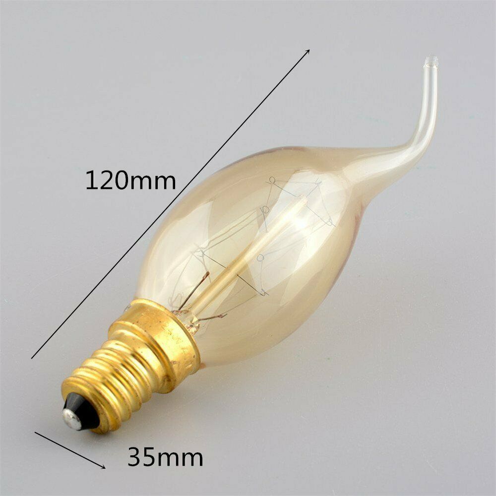 C35 E14 Retro Edison Antique Filament Spiral Lamp Light Dimmable Bulb