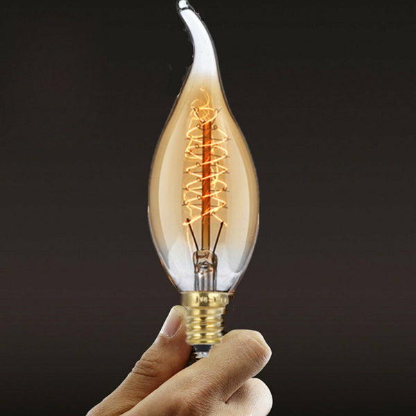 C35 E14 Retro Edison Antique Filament Spiral Lamp Light Dimmable Bulb