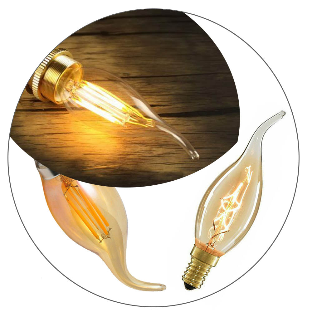 C35 E14 Retro Edison Antique Filament Spiral Lamp Light Dimmable Bulb