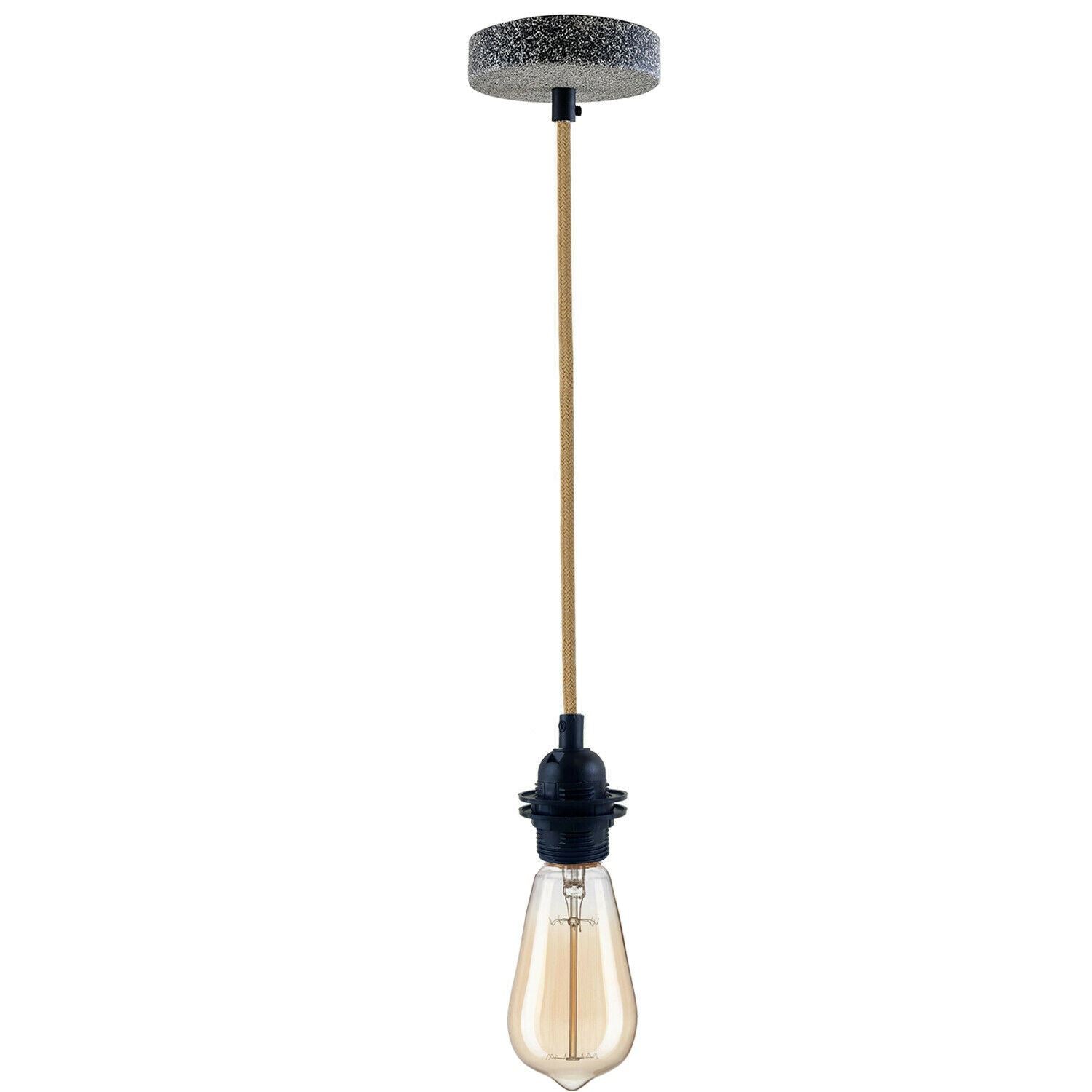 e27 lamp holder Industrial Vintage Retro Ceiling Rose Fabric Flex Hanging Pendant Lamp Holder