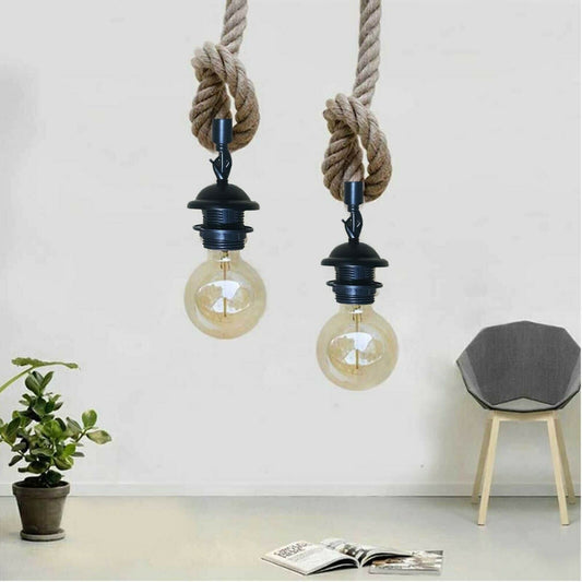 e27 screw bulb holder  Retro Hemp Rope Iron Pendant Hanging set