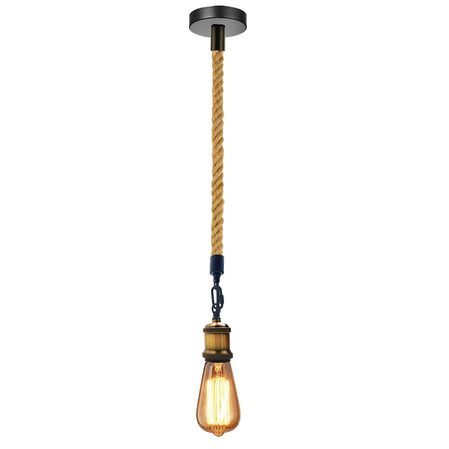 es lamp holder Hemp Rope 1 Head Pendant Ceiling Light Retro Lamp