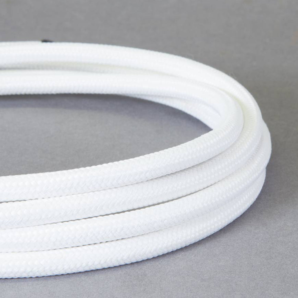 3 core Round Vintage Braided Fabric White Coloured Cable Flex 0.75mm
