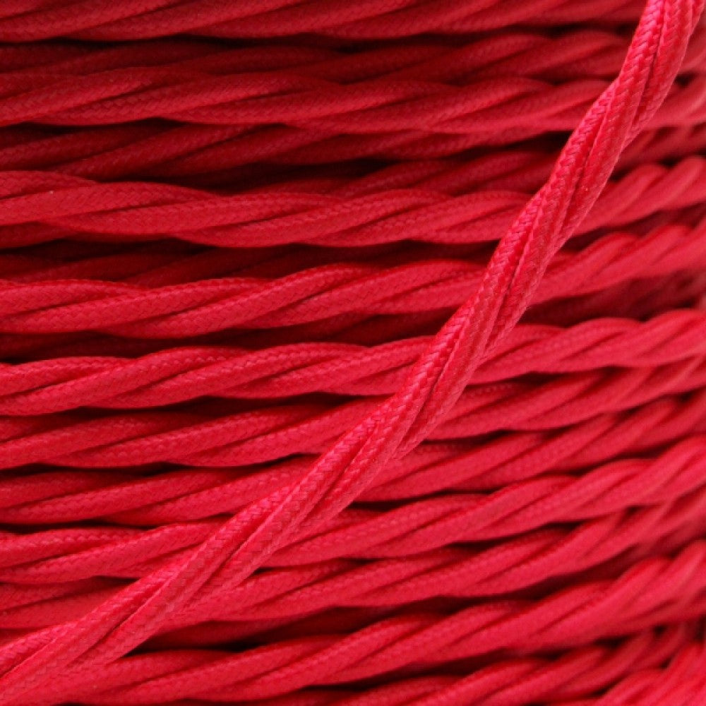 2 Core Twisted Cable Fabric Cord Lamp Cable Braided Flex Red