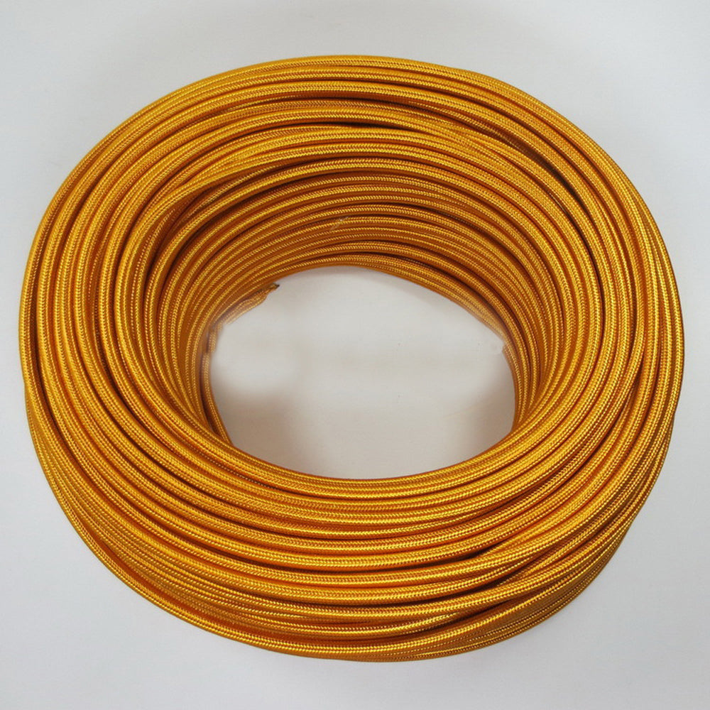 2 Core Vintage Fabric Cable Covered Wire Braided Flex Gold 