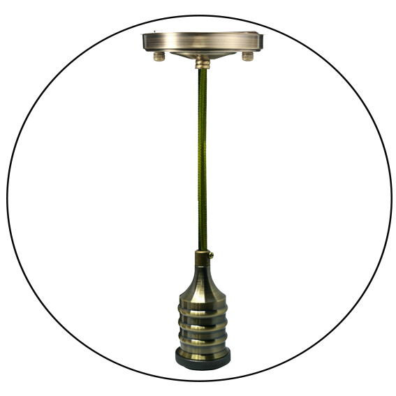 Green brass E27 bulb holder industrial pendant light for modern interiors