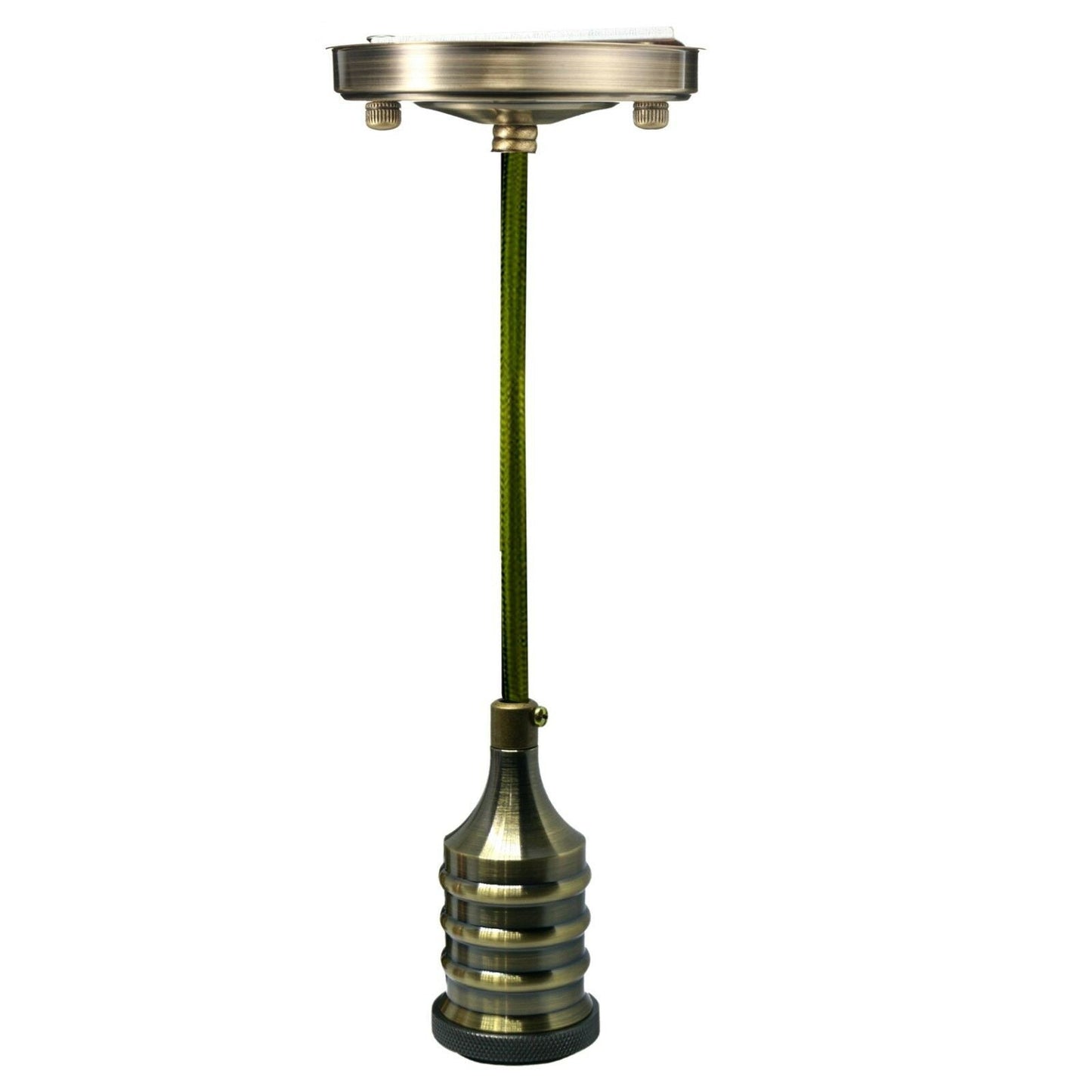 Green brass industrial pendant light with E27 bulb holder