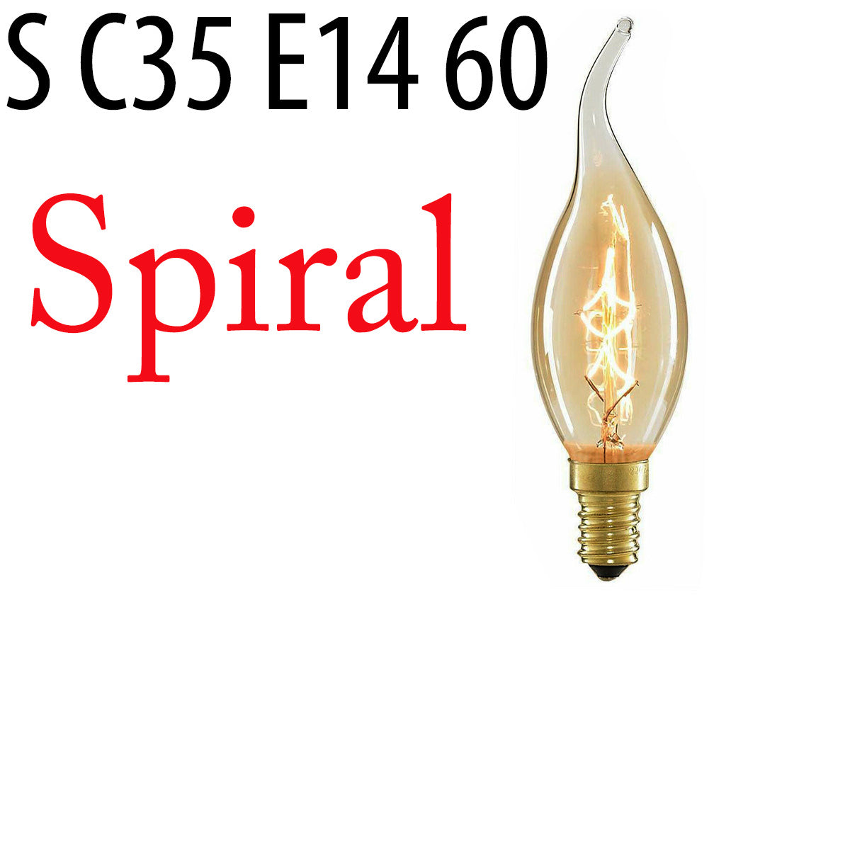 C35 E14 Retro Edison Antique Filament Spiral Lamp Light Dimmable Bulb