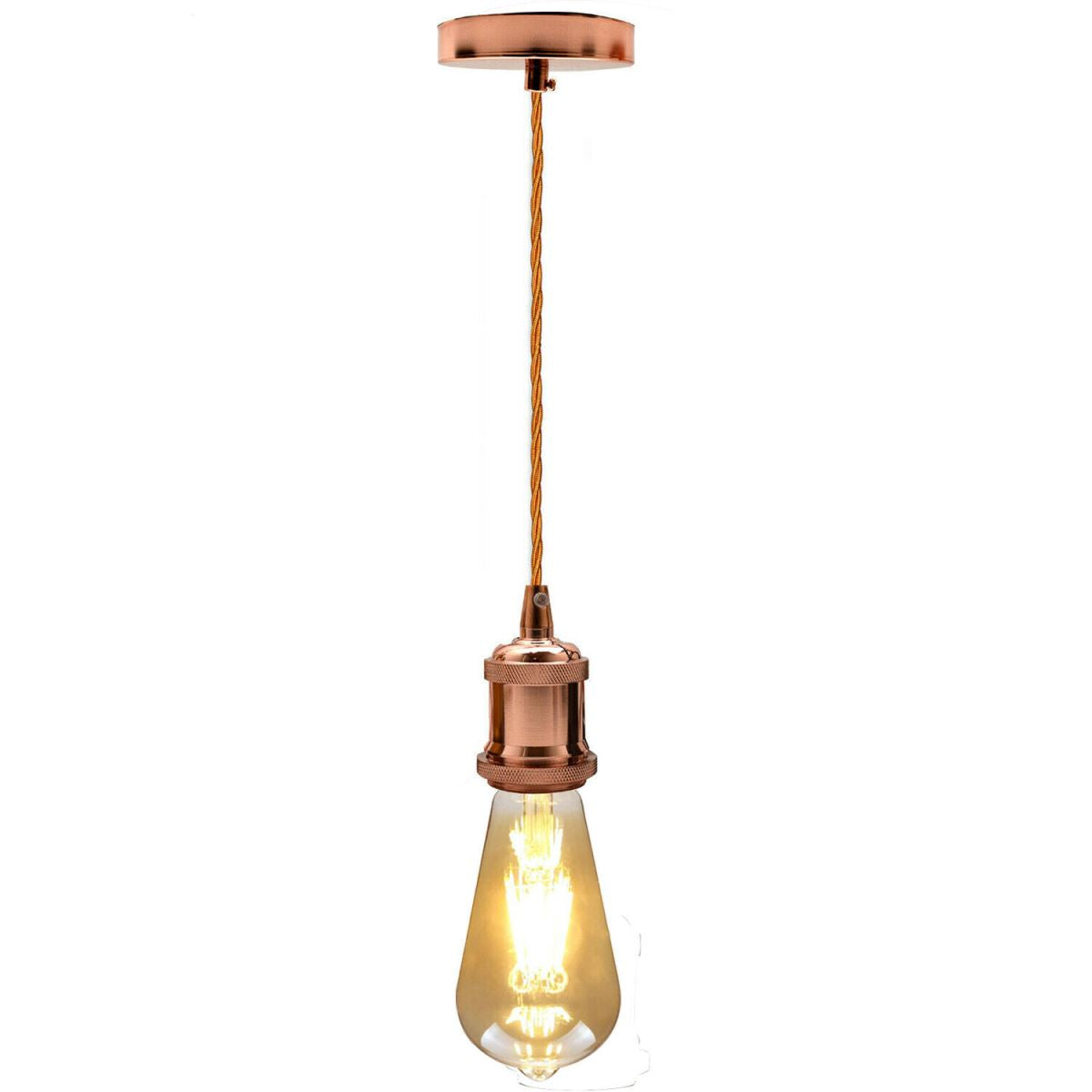 table lamp light bulb holder
 2m Twisted Cable E27 Base Rose Gold Holder Pendant electricalsone UK Ltd