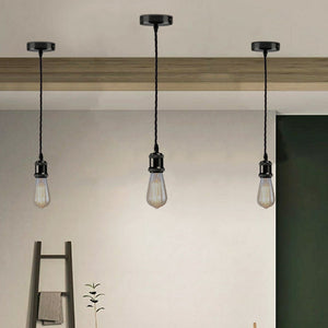 lamp holders e27  2m Black Twisted Cable E27 Base Pendant Black Holder