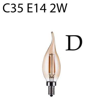 C35 E14 Retro Edison Antique Filament Spiral Lamp Light Dimmable Bulb