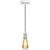 pendants lights 2m Grey Twisted Cable E27 Base Pendant White Holder electricalsone UK Ltd