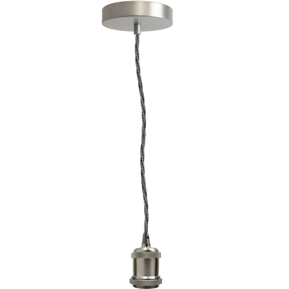 pendant light holder l Pendant Holder Twisted Cable E27 Base Satin Nickel Pendant Holder electricalsone UK Ltd