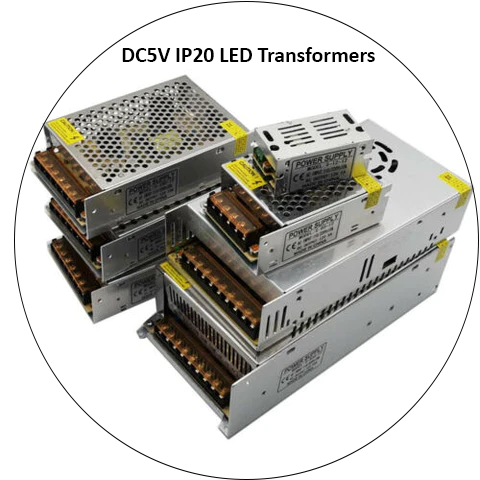 DC 5V IP20 Universal Regulated Switching LED Transformer