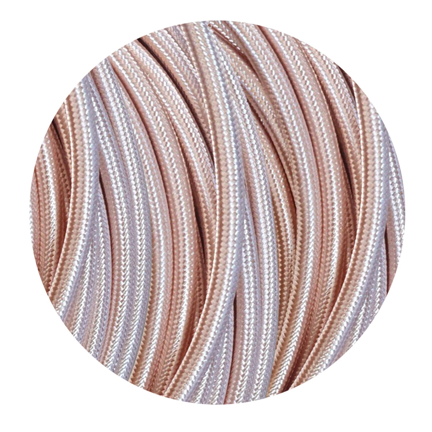 2 core Round Vintage Braided Fabric Rose Gold Coloured Cable Flex