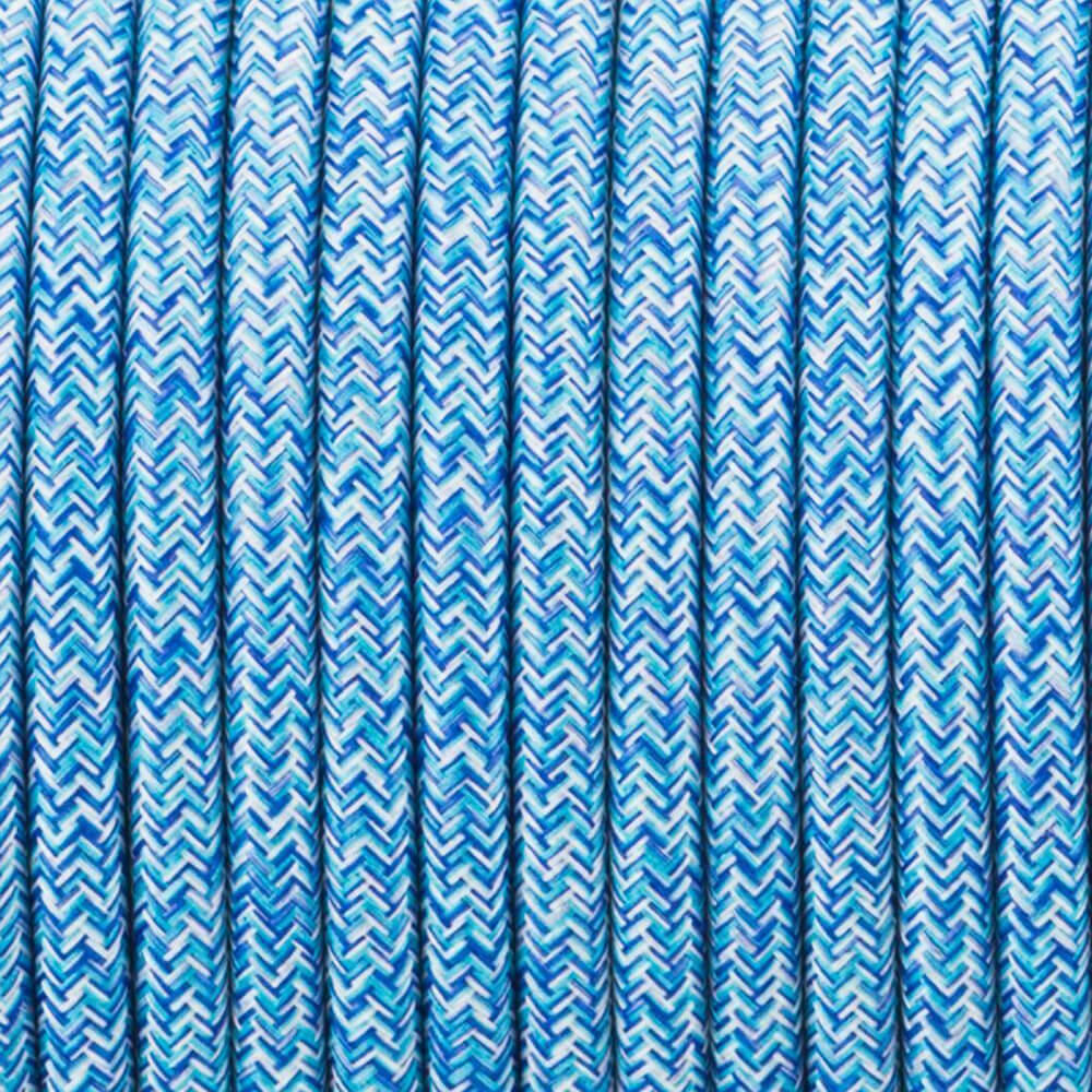 3 Core Braided Flex Electric Cable Covered Wire Blue Multi Tweed