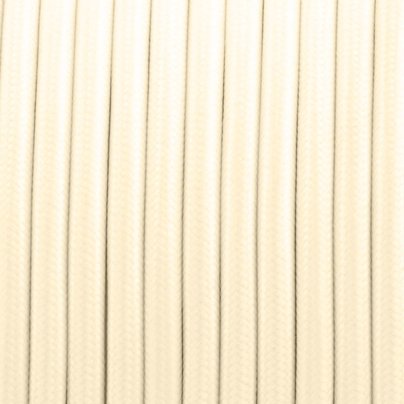 0.75mm 2 Core Round Vintage Braided Cream Fabric Covered Light Flex