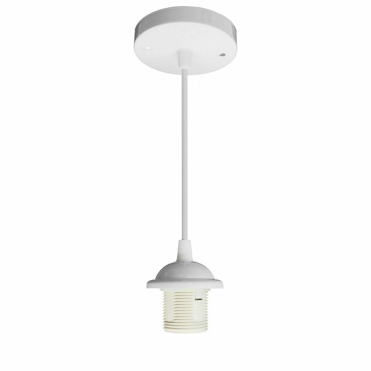 E27 Ceiling Rose White Light PVC Flex Pendant Lamp Holder Fitting~2378 - electricalsone UK Ltd